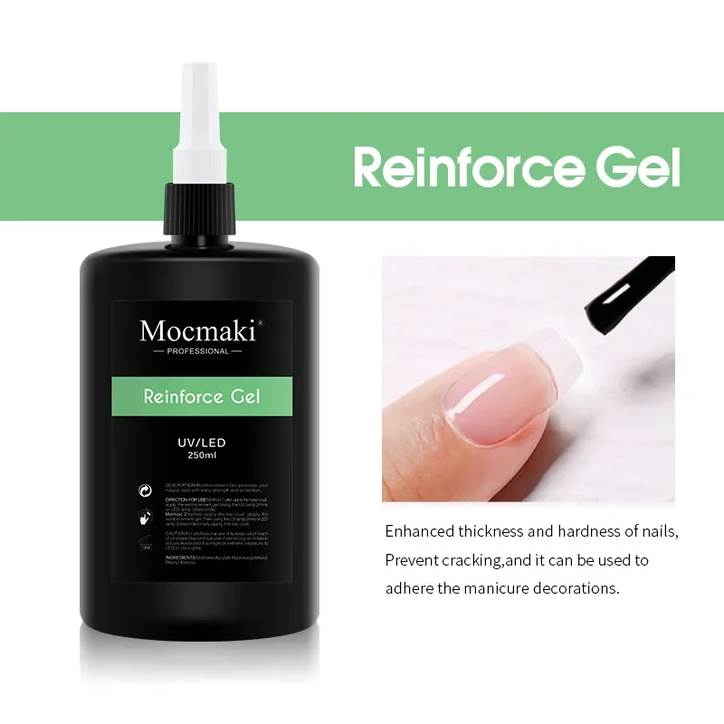 Mocmaki-esmalte de uñas de Gel UV LED, capa Base de goma, deshidratador de preparación, semipermanente, sin limpiar, barniz de capa superior mate, 250mL