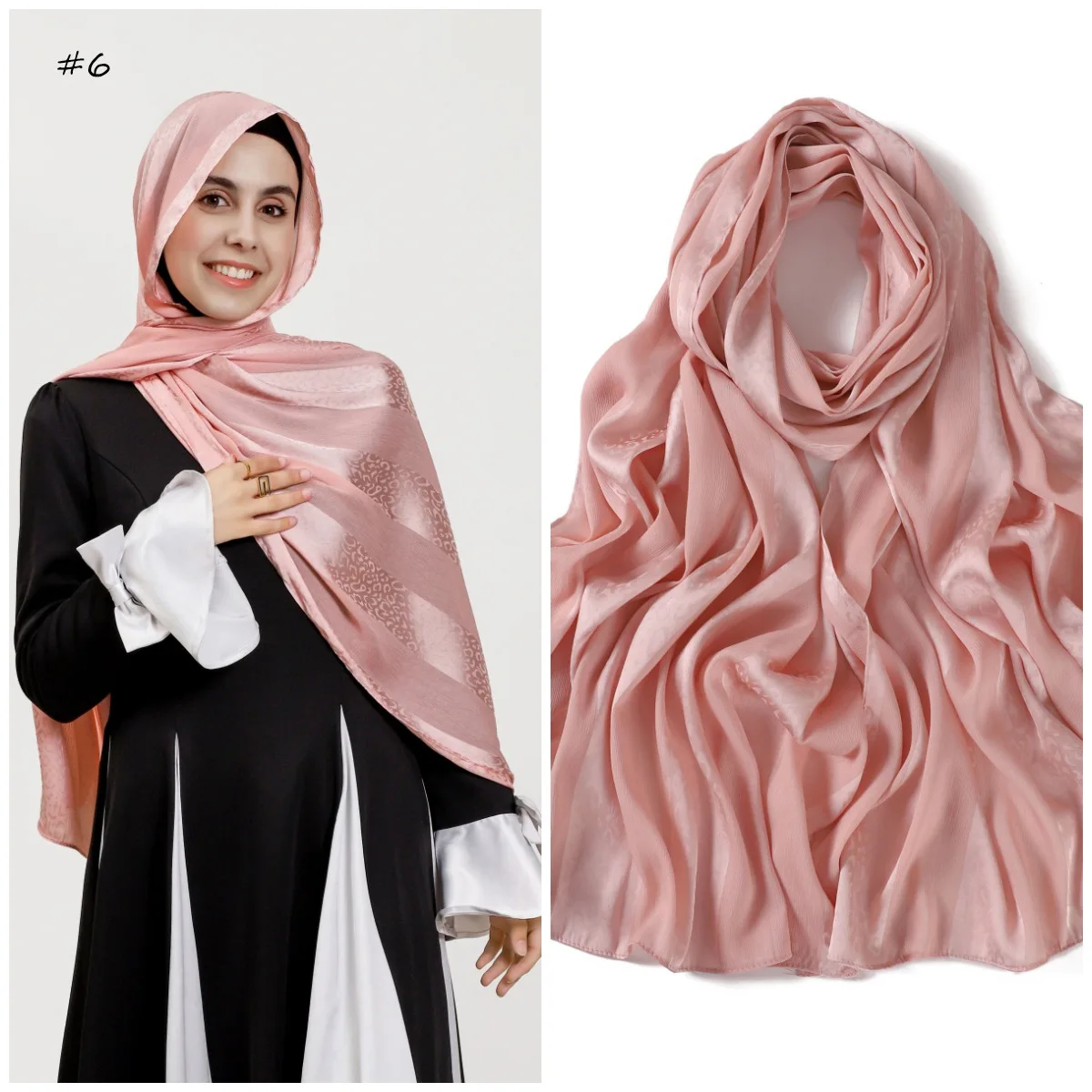 Elegante Muslimische Hijab Frauen Böhmischen Weichen Satin Islam Ramadan Hijabs Foulard Femme Schal Wrap Schal Kopftuch Bufanda Stirnband – Detail 19