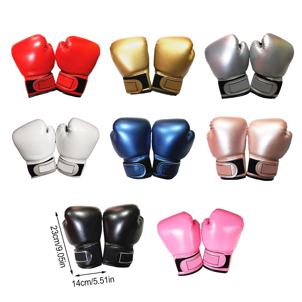 1 Pair Kids Boxing Gloves Leather Sparring Fitness Gym Children Mitts Professional Trainer Padded Hand Protector Black