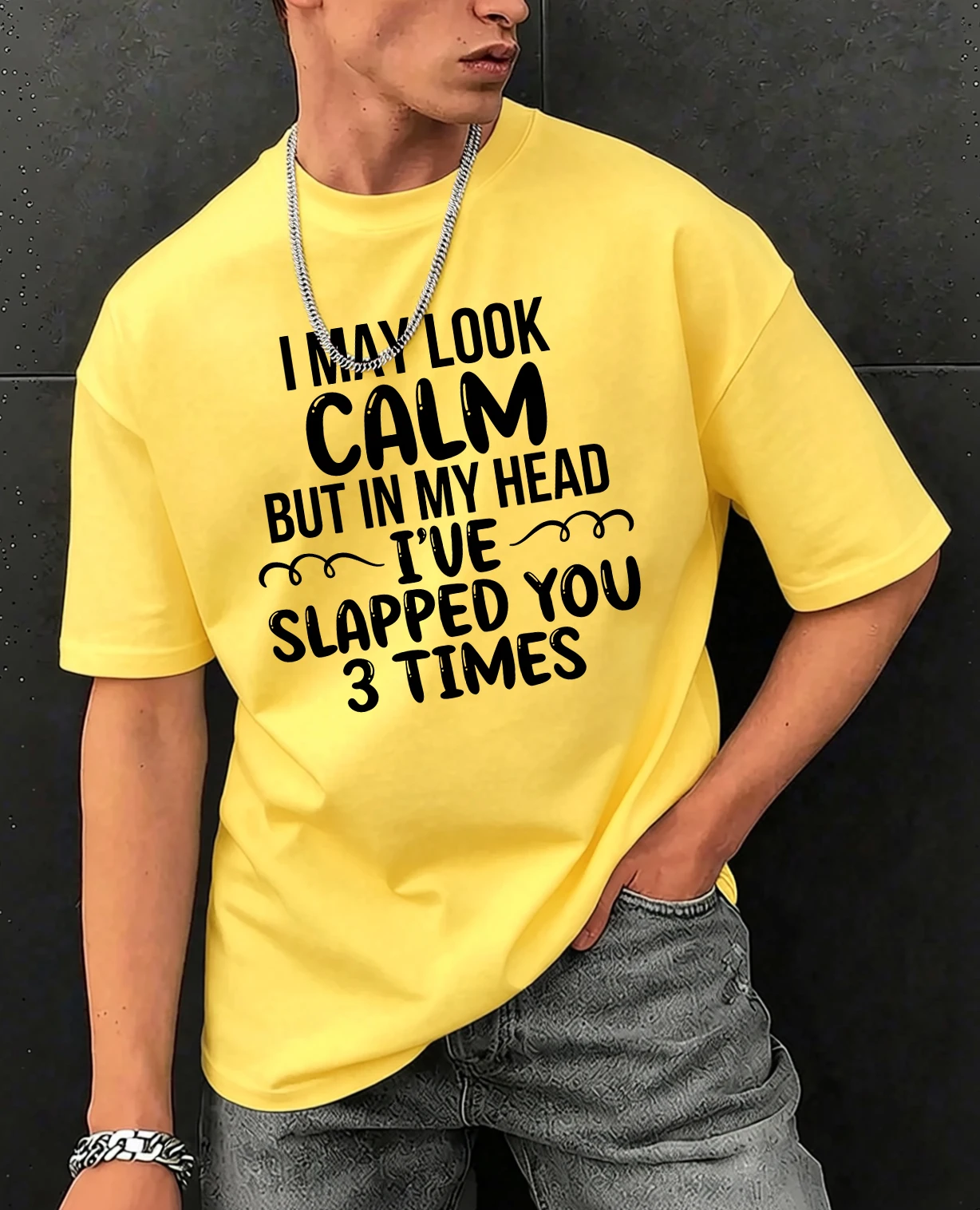 Slapped You 3 Times In My Head Print Herren-T-Shirts aus Baumwolle, Hip-Hop-T-Shirts, O-Ausschnitt, Sommerkleidung, lässig, trendig, All-Match-Kurzarm – Detail 25