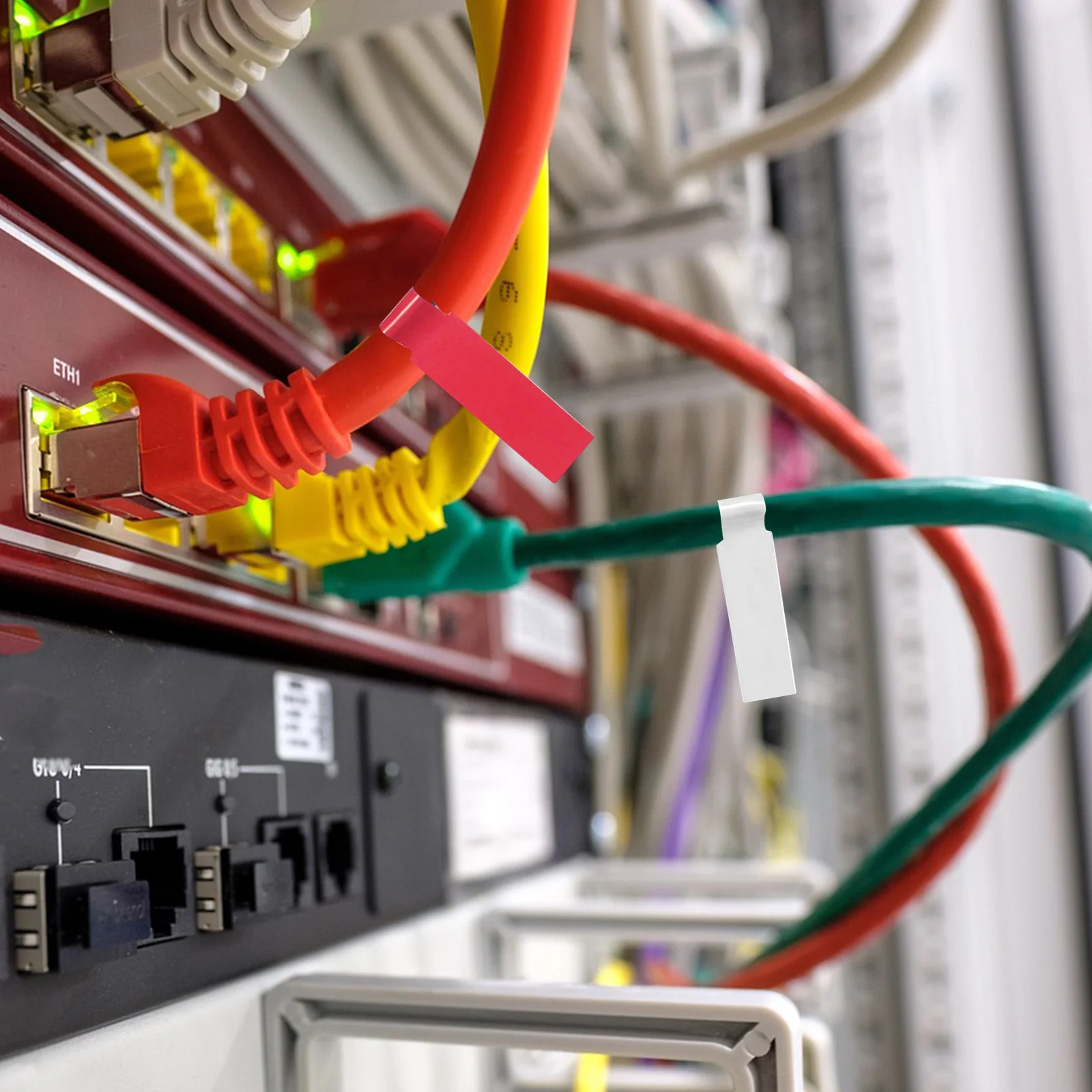 

12 Sheets Tear-Resistant P-Shaped Cable Labels Adhesive Wire Markers for Cord Management Wire Tags for Electronics