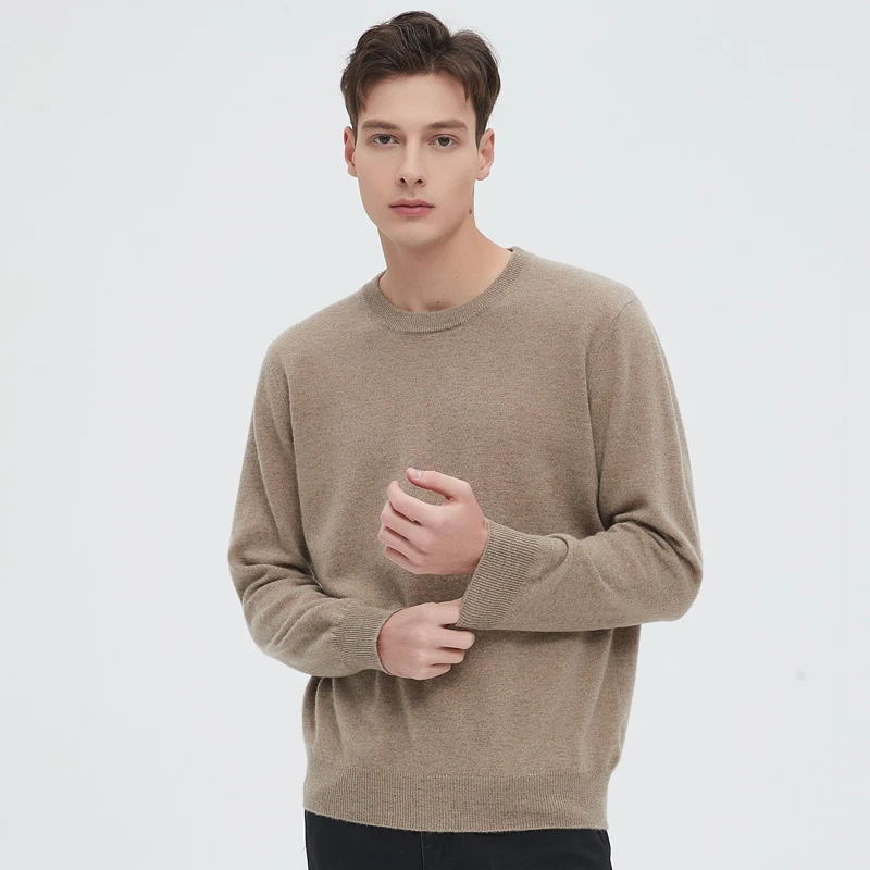 Autumn and Winter Men Casual Solid Round Neck Long Sleeve Loose wool Sweater