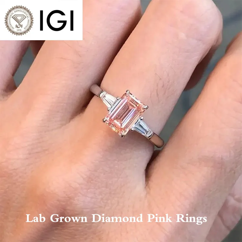 3Ct Fincy Pink Oval Cut & 0.5Ctw Side Stones DEF/VS VVS Lab Grown Diamond 14K /10k Gold Women Ring IGI Certificate