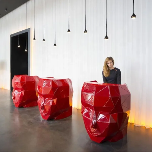 

Creative Popular Hot-sale Fiberglass Geometric Face Reception Desk for KTV/Hotel/Nightclub/Shop Working