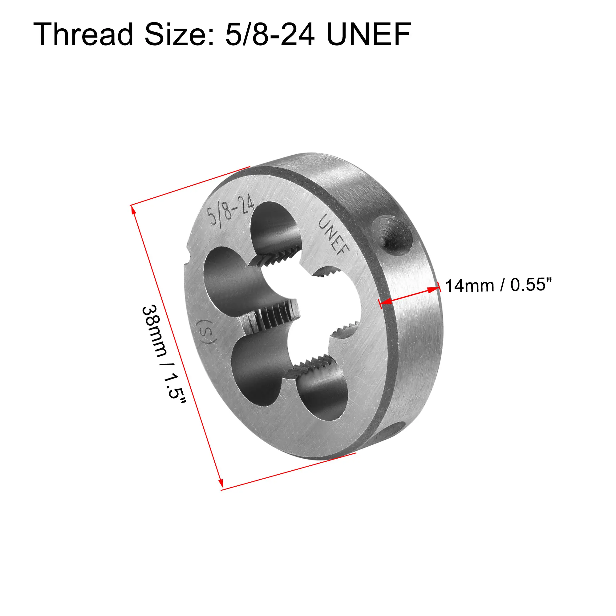 Uxcell รอบ Die Stock Handle ชุดประแจ5/8-24 UNEF เกลียวตายและ38มม.ผู้ถือ5สกรูปรับได้