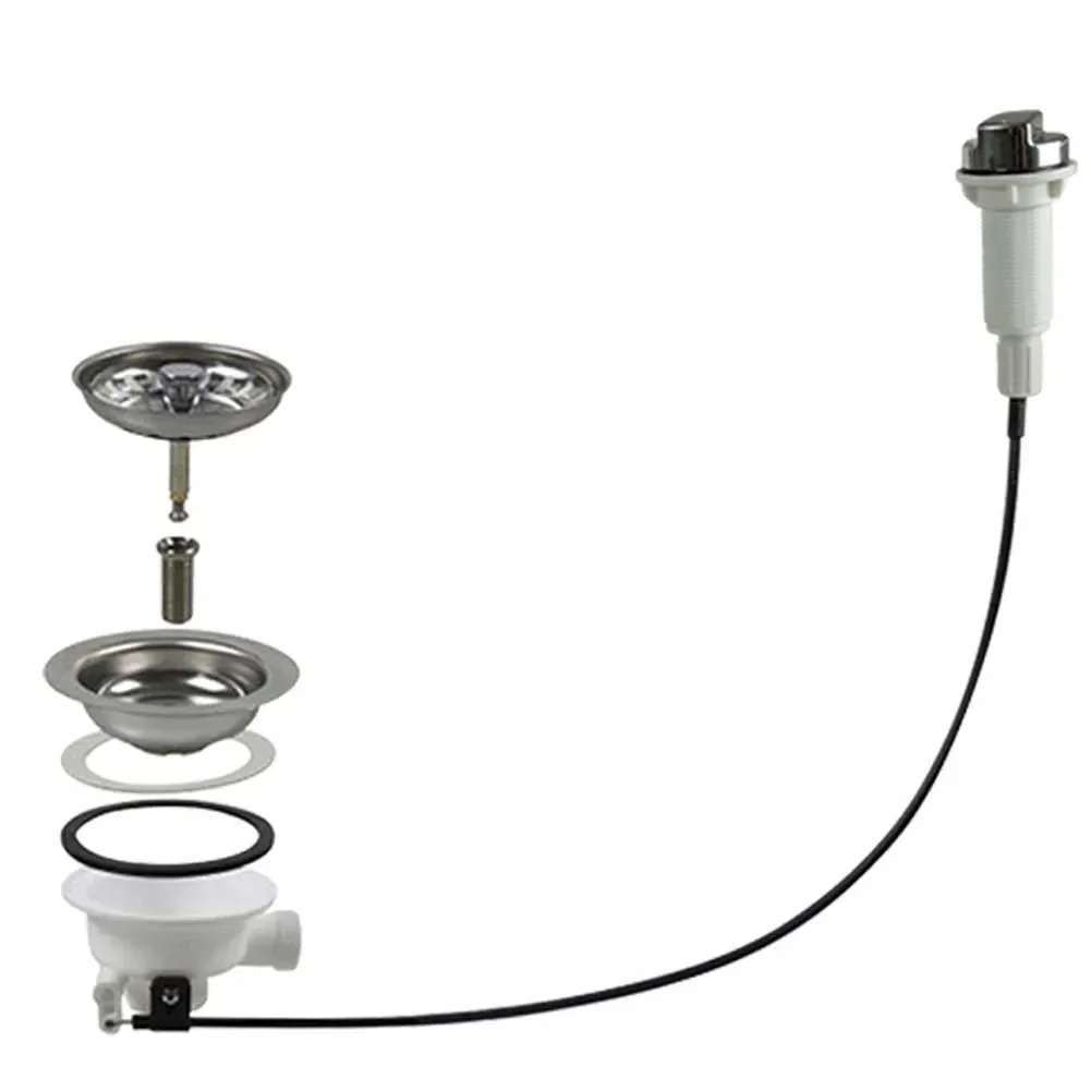 Kitchen Sink Sewer Filter Water Drainer Sink Drain Strainer With Cable Controller Vegetable Washing Basin Knob Control Drain