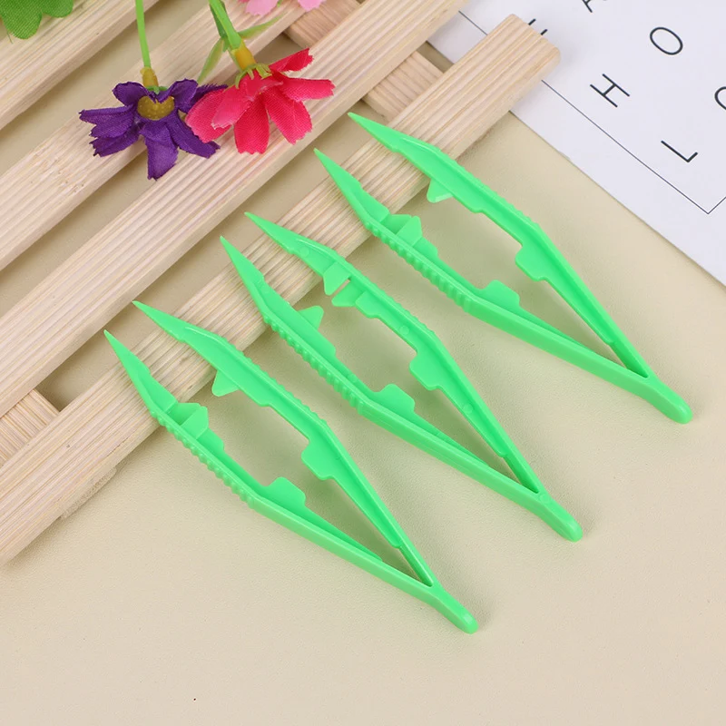 1/10 Piece Random Color Plastic Tweezers Medical Repair Small Disposable Tweezers Tools Tweezers Crafts Kids Toys Plastic Clips