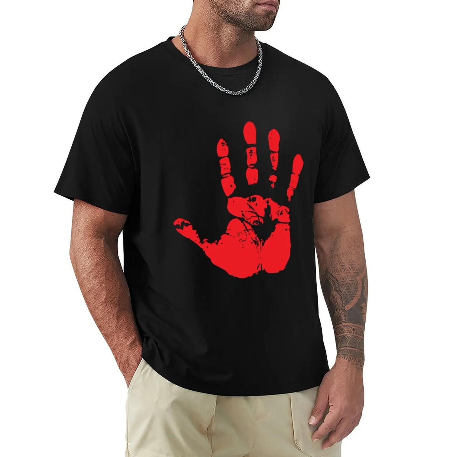 

Red handed T-Shirt Basic Solid Color Short Sleeve Cotton Top