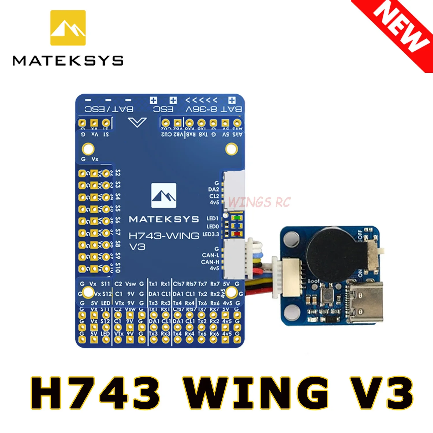 RoRuSMATEK System H743-WING V3 STM32H743VIT6 3-8S Built-in OSD Baro Flight Controller For RC Multirotor Airplane Fixed-Wing Dron