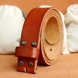 Sogefimen Men's Belt Without Buckle one piece Full Grain Leather Belts for Men Italian Vintage jeans Wide Belt 29''-42'' waist