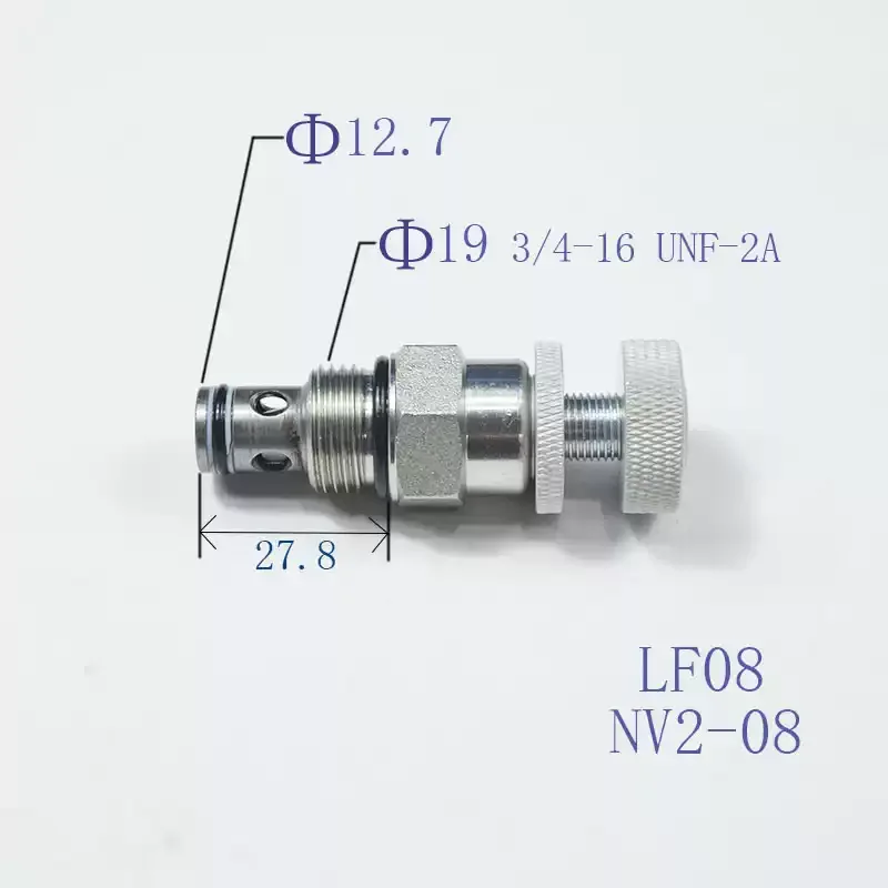 Threaded cartridge flow regulating two-way throttle valve LF08 NV2-08 hydraulic valve view 2