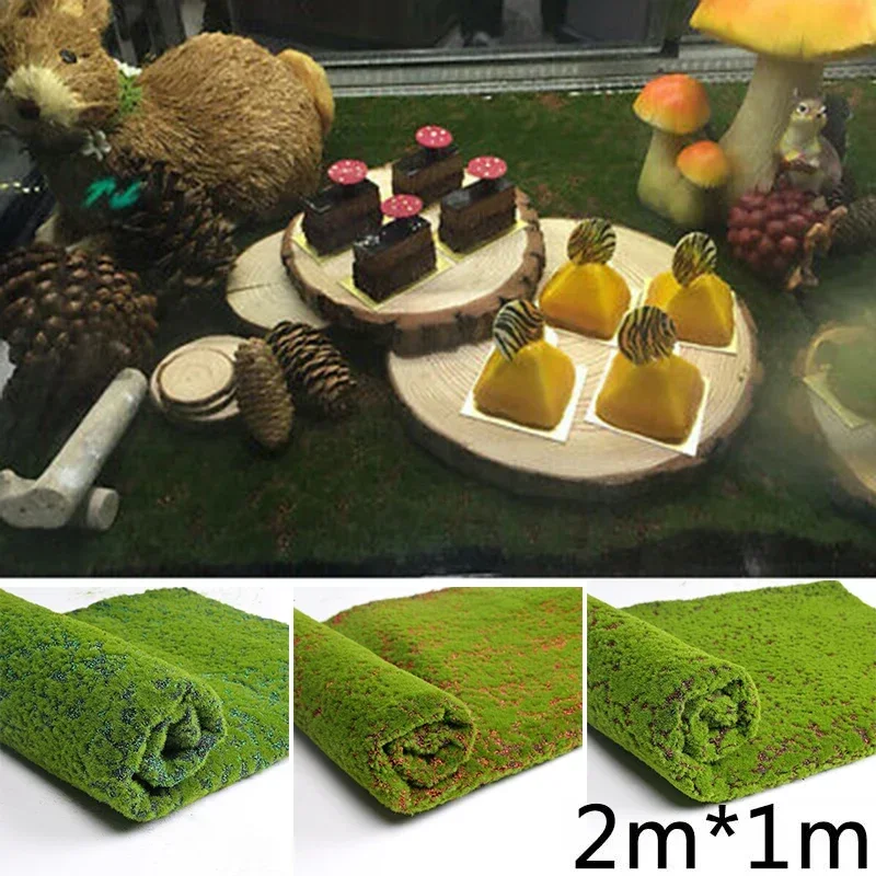 Kunstmatige Mos Nep Groene Planten Gras Voor Winkel Patio Muur Decor DIY Festival Bruiloft Decoratie Mat Tapijt Katoen 1M * 2M