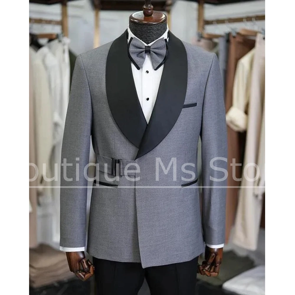 

Chic Men Suit Fashion Shawl Lapel Slim Fit Wear for Wedding Groom Prom Party Tuxedo Formal Business Dinner Outfit 2 Piece
