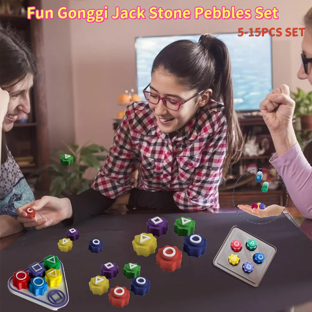 5-15PCS Gonggi Korean Game Stone Catching Toy Gonggi Squid Gong Gi Game Korean Gonggi Game Jack Stone Pebbles Set Fun Stress Rel