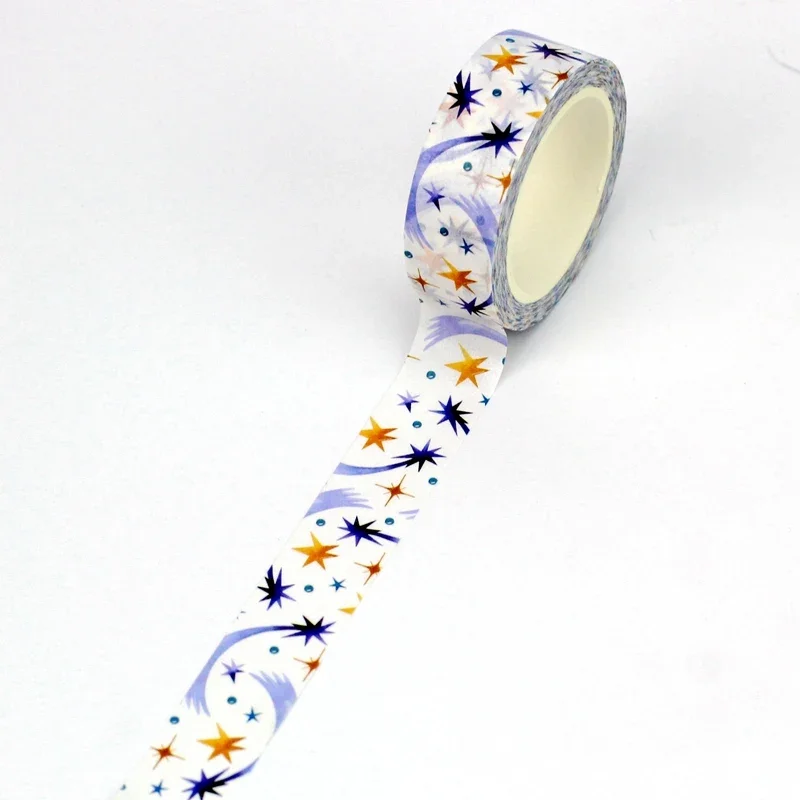 NEW 1PC 10M Decorative Blue Stars Washi Tape for Scrapbooking Journaling Adhesive DIY Masking Tape Cute Stationery