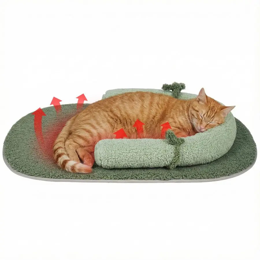 

Теплый коврик для кошачьей кровати с мягкой подушкой в форме США, утолщенная успокаивающая кровать для кошек для котят и маленьких собак, портативная моющаяся согревающаяся кошка