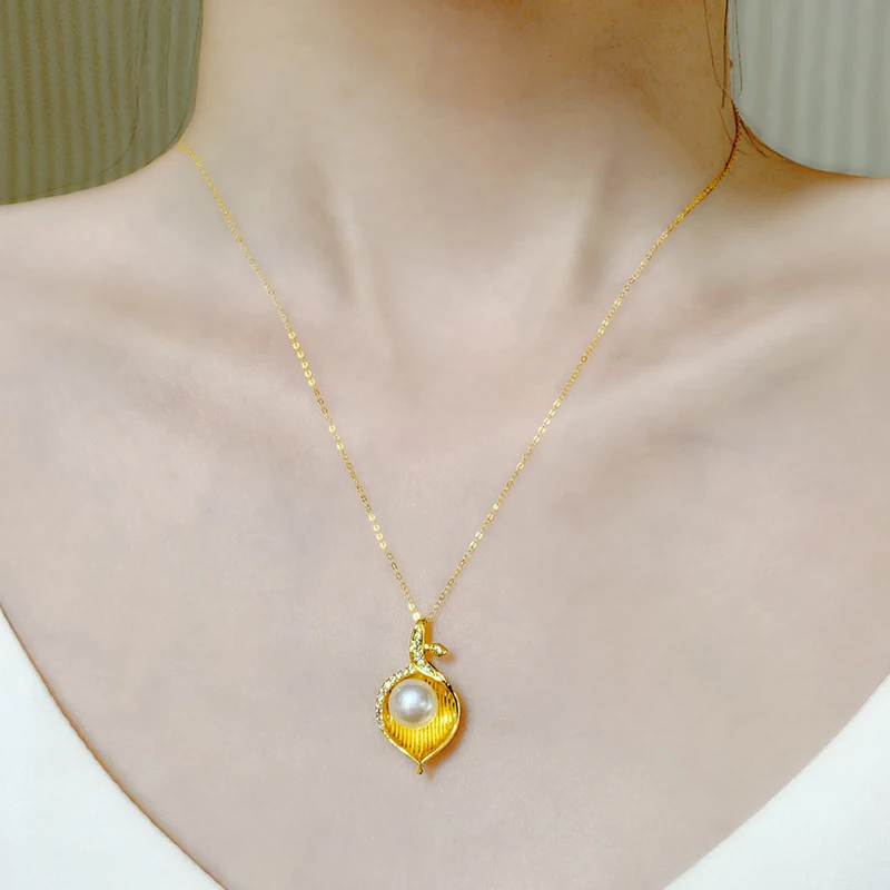 

XF800 Natural Freshwater Pearl Pendant Necklace Fine Jewelry 9-10mm White Trendy Party Gifts For Women D639