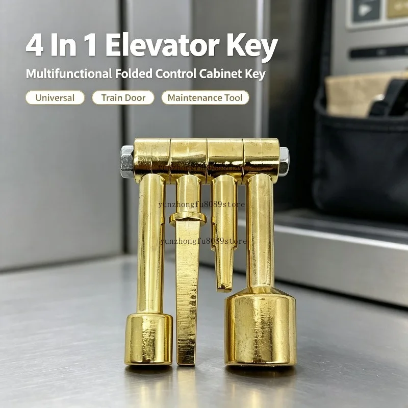 4 In 1 Folded Elevator Key Universal Control Cabinet & Train Door Key For Elevator and Railway Equipment Maintenance
