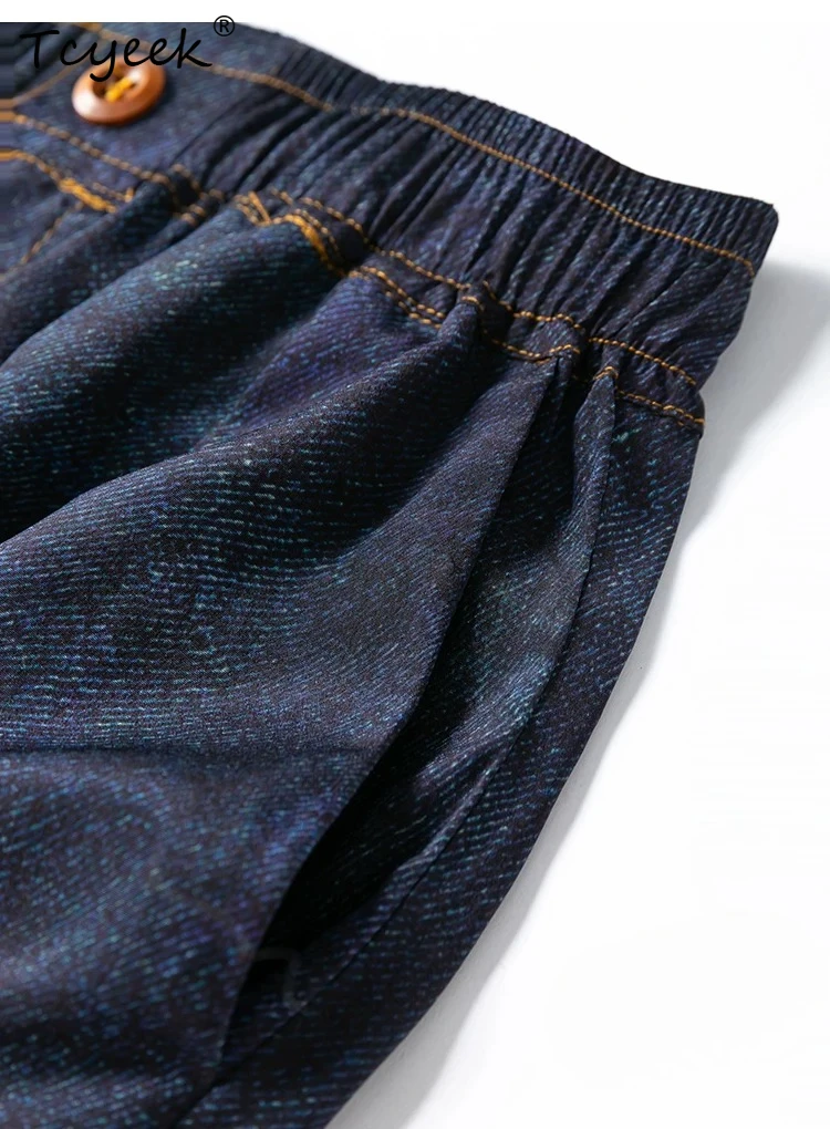 

Tcyeek 100% Real Silk Pants for Woman Clothes Summer Comfortable Long Trousers Casual Straight Pants Women Pantalones Mujer