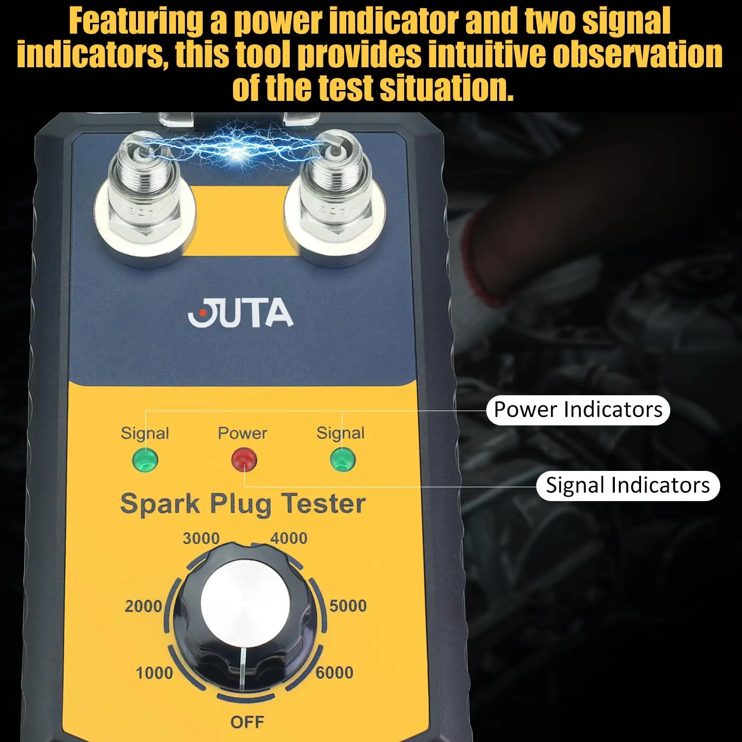 Testador de Velas de Ignição Automotivas VT500 110V com Capa Protetora, Scanner Analisador de Velas de Ignição de Furo Duplo 0-6000rpm