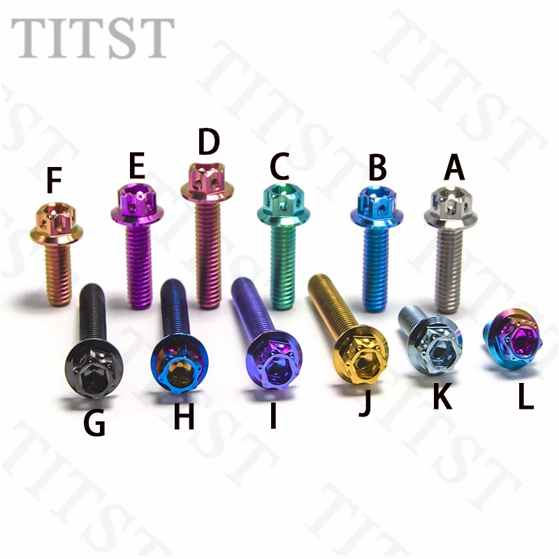 TITST  10PCS M6 Titanium Flange Bolt Hex Drilled Head with holes  Motorcycle Decoration Modification