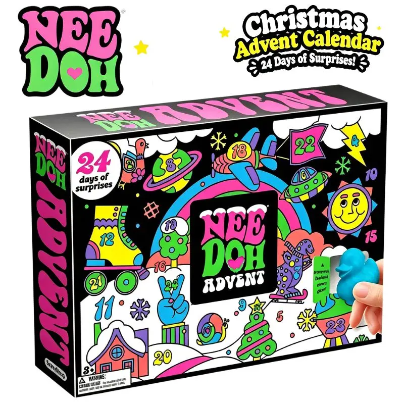 Heißer 2026 NeeDoh Adventskalender Geschenk 24 Tage 3D PVC Sensorische Quetschpuppen Countdown Weihnachten 2027 Neujahr Überraschung Geschenke für Erwachsene.