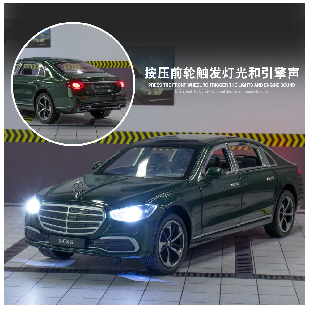 1:24 Mercedes-Benz S400L High Simulation Diecast Metal Alloy Model car Sound Light Pull Back Collection Kids Toy Gifts A521