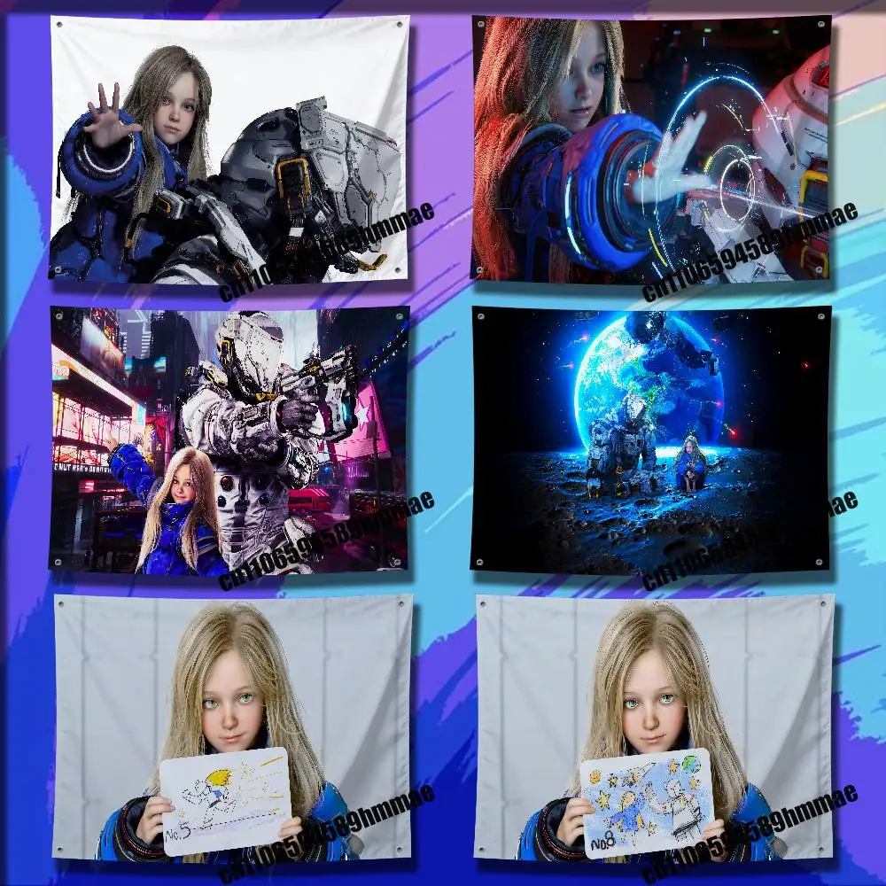 

For Game P-Pragmata Diana Flag 50*70cm 60*90cm 80*120cm 100*150cm 150*200cm Camp Wall Banner Tapestry Cover