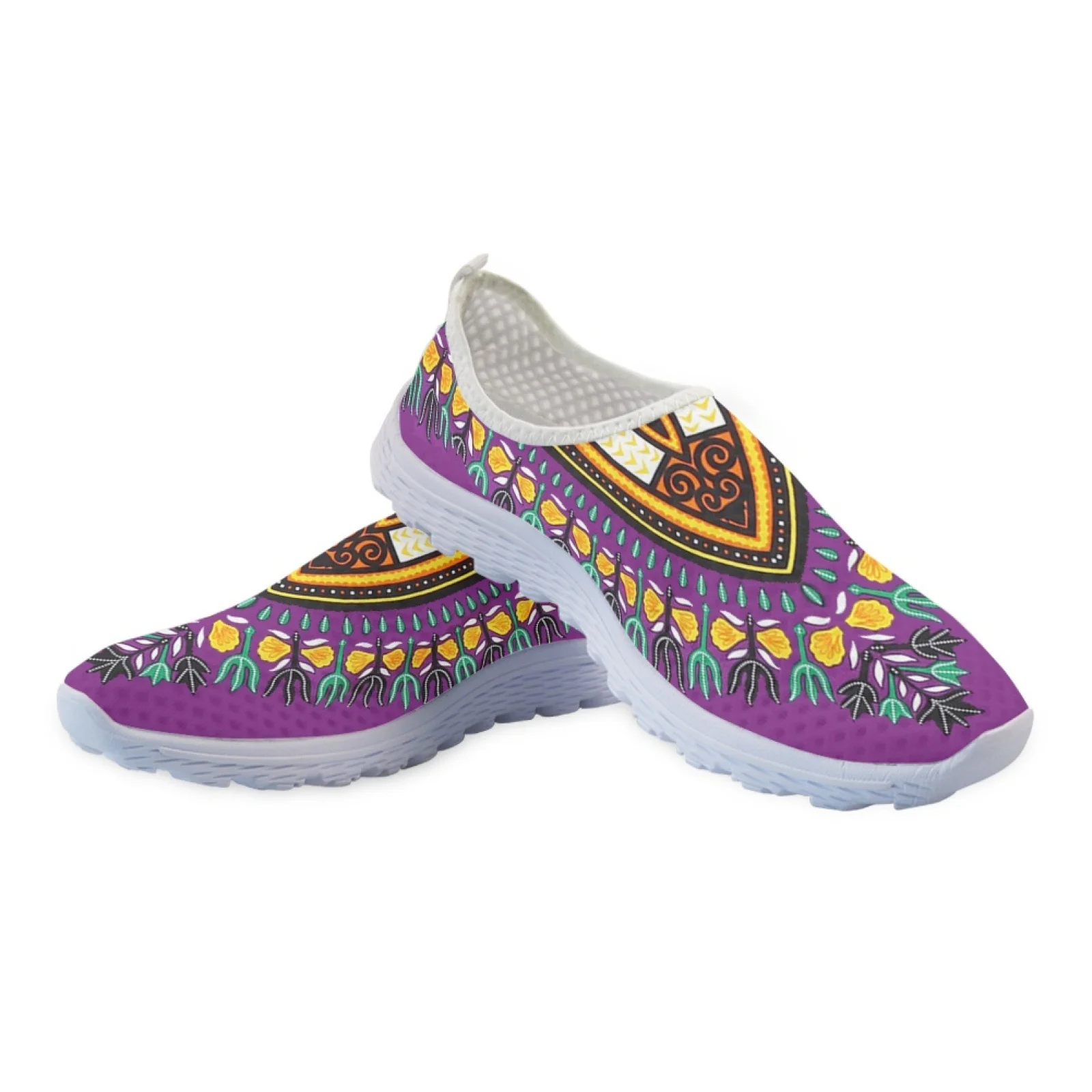 INSTANTARTS African Pattern Women Sneakers Flats Comfortable Slip On Vulcanized Shoes Air Mesh Water Shoes Women Zapatos Mujer