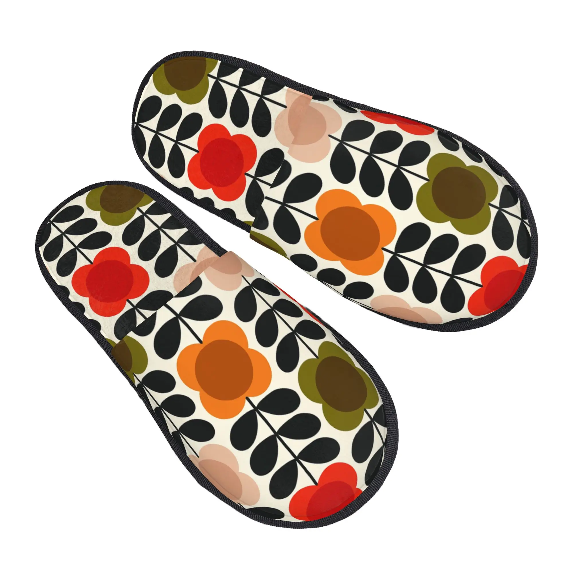 Orla Kiely Flower – pantoufles de maison pour femmes, style géométrique scandinave, en mousse à mémoire de forme, chaussures de hôtel à enfiler