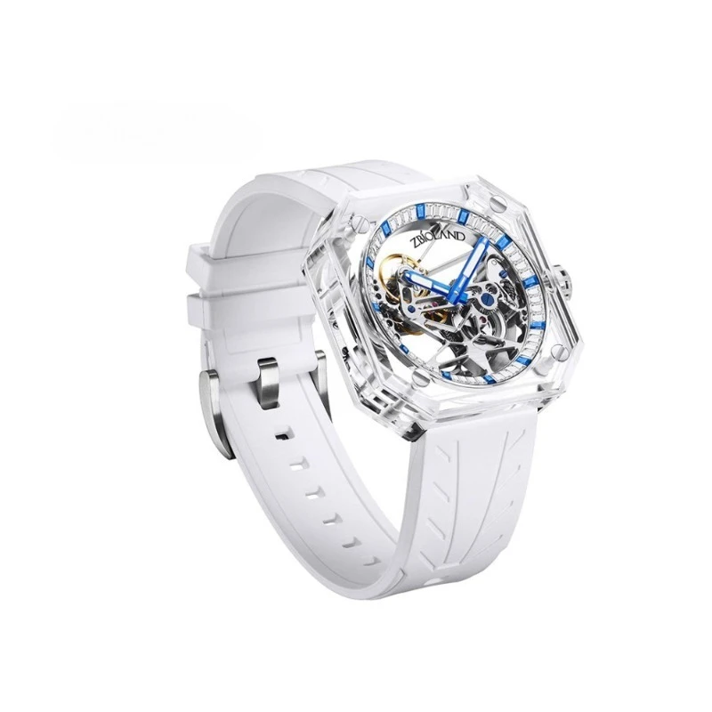 88888 ZBL1066 Fully Transparent Crystal Mechanical Watch Diamond Dial Light Luxury Hollow Watch