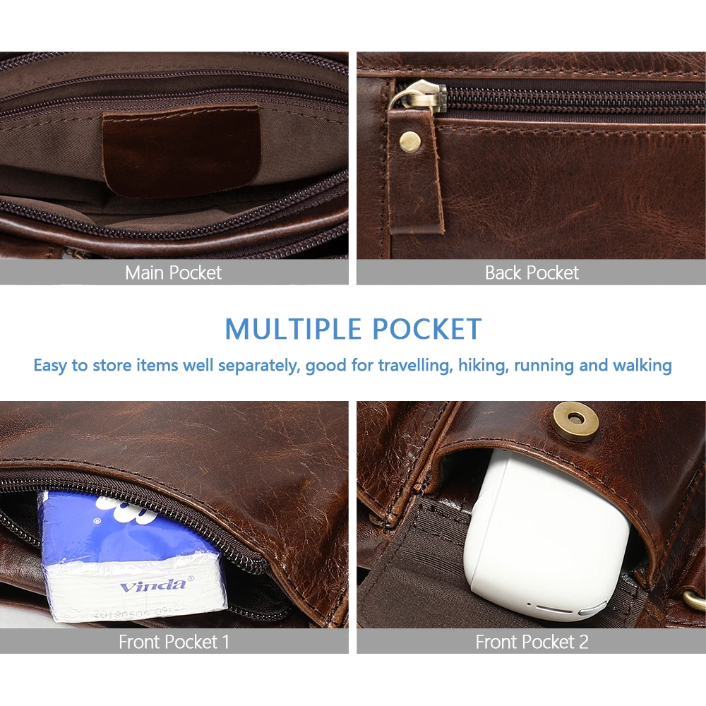 WESTAL Genuine Leather Waist Packs Men Waist Bags Fanny Pack Belt Bag Phone Bags Travel Waist Pack Male Small Waist Bag Leather