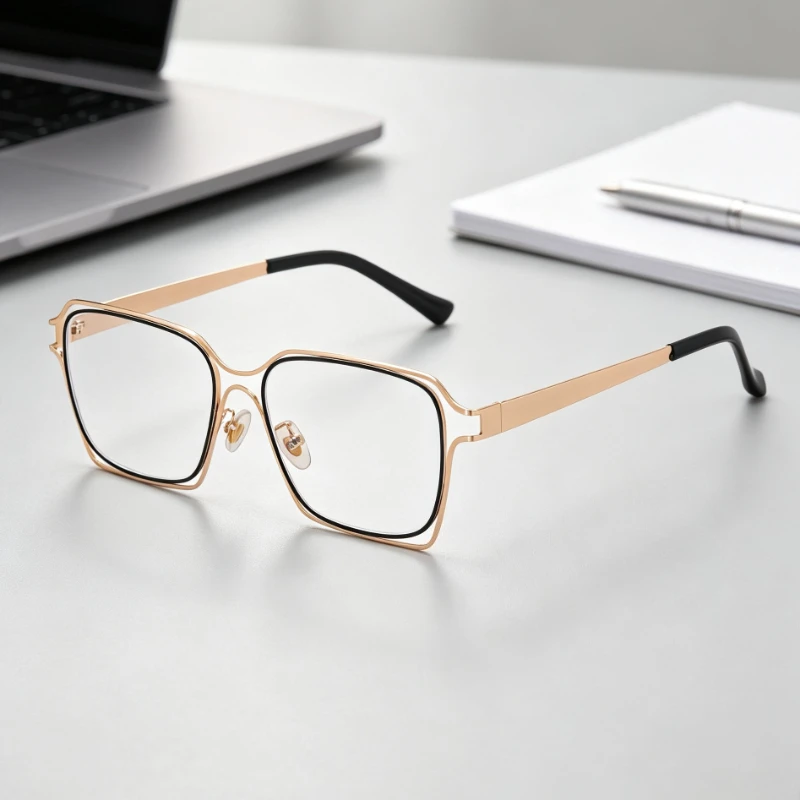 New Square-Frame Openwork Anti-Blue Light Glasses Women's INS Style Trendy Street Style Eyewear Comfortable Plain Eyeglasses