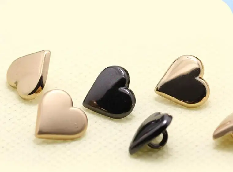 10pcs/Lot Size: 11mm Heart shaped Metal Buttons Fashion Button Women's Shirt jacket Clothing Sewing Accessories(KK-3710)