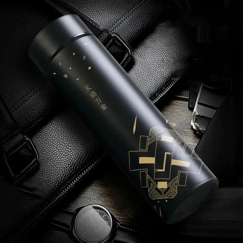 Genshin Impact Vacuum Flask Water Bottles Stainless Steel LED Temperature Display Coffee Mug Game Zhongli Xiao Anime Thermos Cup