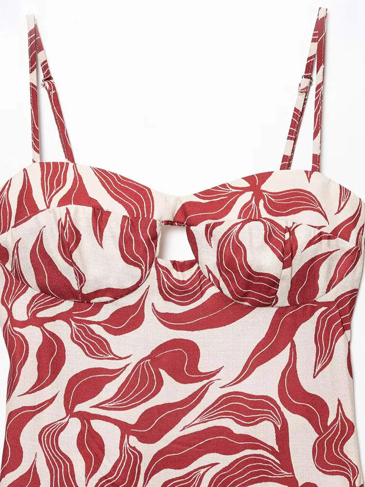 Seksowna Elegancka Codzienna Damska Sukienka Cami z Nadrukiem Bez Rękawów Prosta Vestidos Moda 2025 Letnia Sukienka na Imprezę