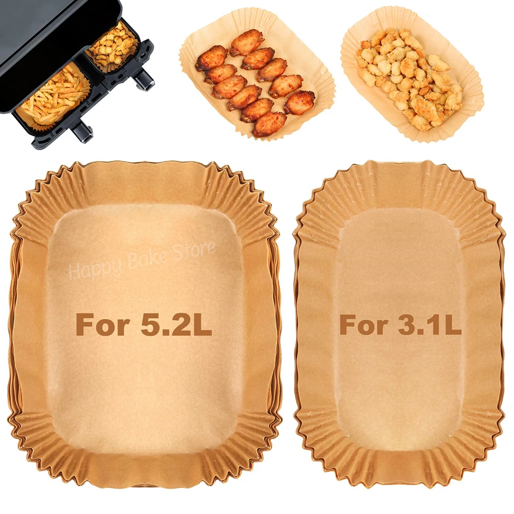 일회용 에어 프라이어 종이 라이너, 사각 논스틱 양피지 종이 시트, 닌자 DZ071 듀얼 존, 전자 레인지, 오븐용, 5.2 + 3.1L