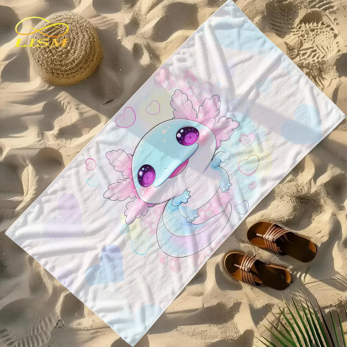 

1pc Axolotls Coastal Towel-Oversized, Absorbent Microfiber, Quick Dry, Ideal for Travel, Swimming, Surfing Bath Towel