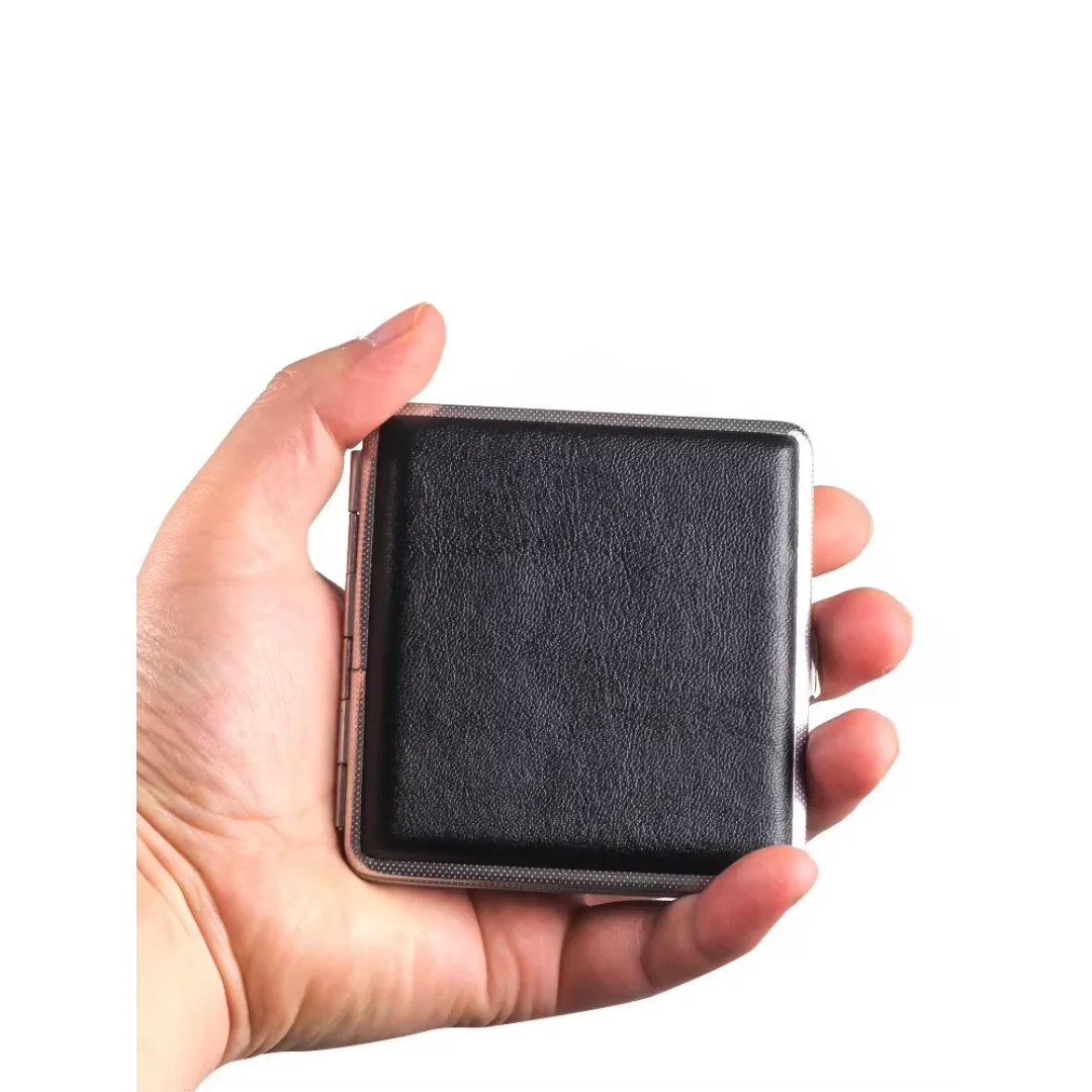 1pc Double-open Leather Cigars Cigarettes Cases for 20 sticks Cigarette Stainless Steel Tobacco Cigarette Boxes Tools view 4