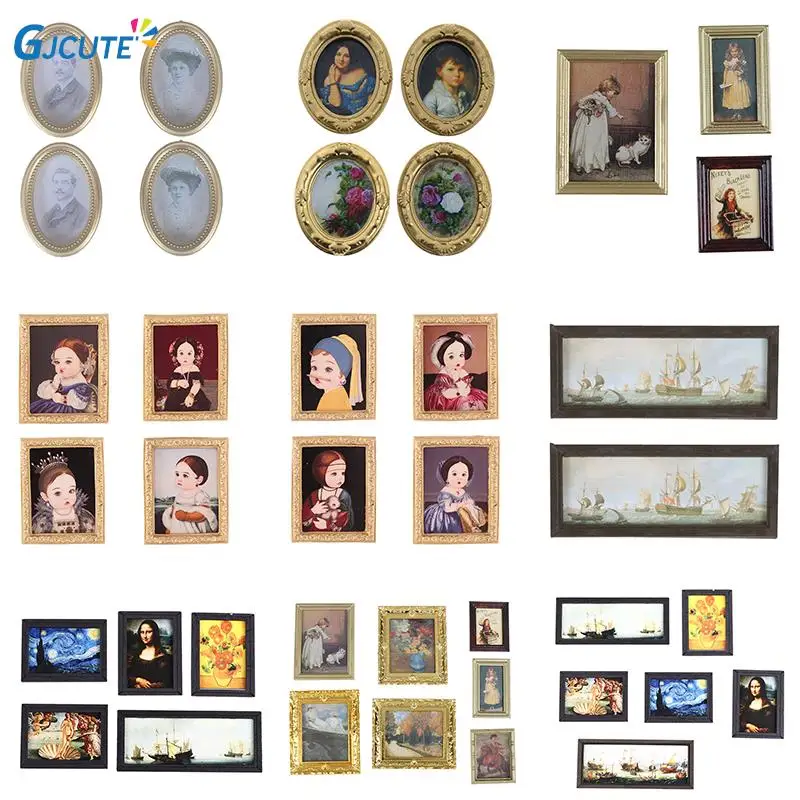 

1:12 Scale Vintage Photos Painting Mural Wall Picture for 1:12 Dollhouse Miniature Miniaturas Casa De Munecas