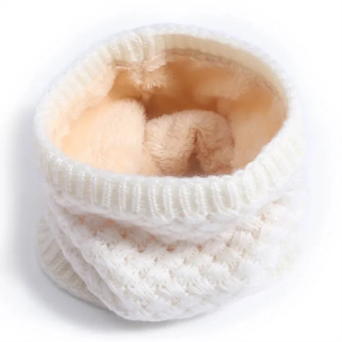 เด็กหญิง/เด็กชายฤดูหนาวถักผ้าพันคออินฟินิตี้ขนแกะขั้วโลกคออุ่น