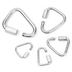 Stainless Steel Triangle Carabiner Outdoor Camping Hiking Keychain Snap Clip Kettle Buckle Chain Screw Lock Accessories