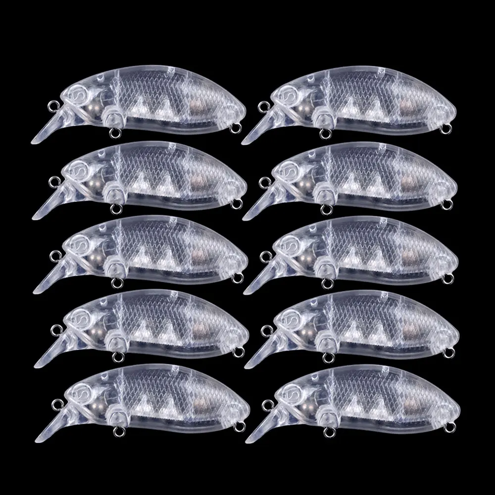 10pcs Unpainted Crankbait Blanks 6cm 8.3g Rock Lures DIY Custom Fishing Baits ABS Transparent Hard Body Fishing Tackle