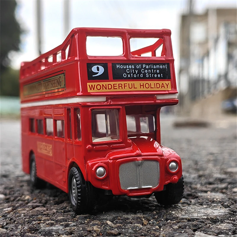 London Double Deck Travel Electric Traffic Bus Alloy Car Model Diecasts Simulation Metal Passenger Bus Car Model Kids Toys Gifts