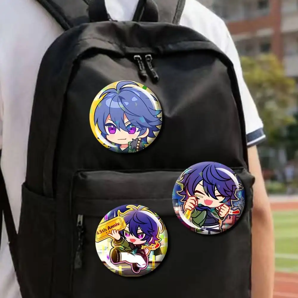 Cute A-Arisugawa Dice Chibi Round Badge Pins Creative Pins Bag Decor Accessories Fan Collection Gifts for Friends