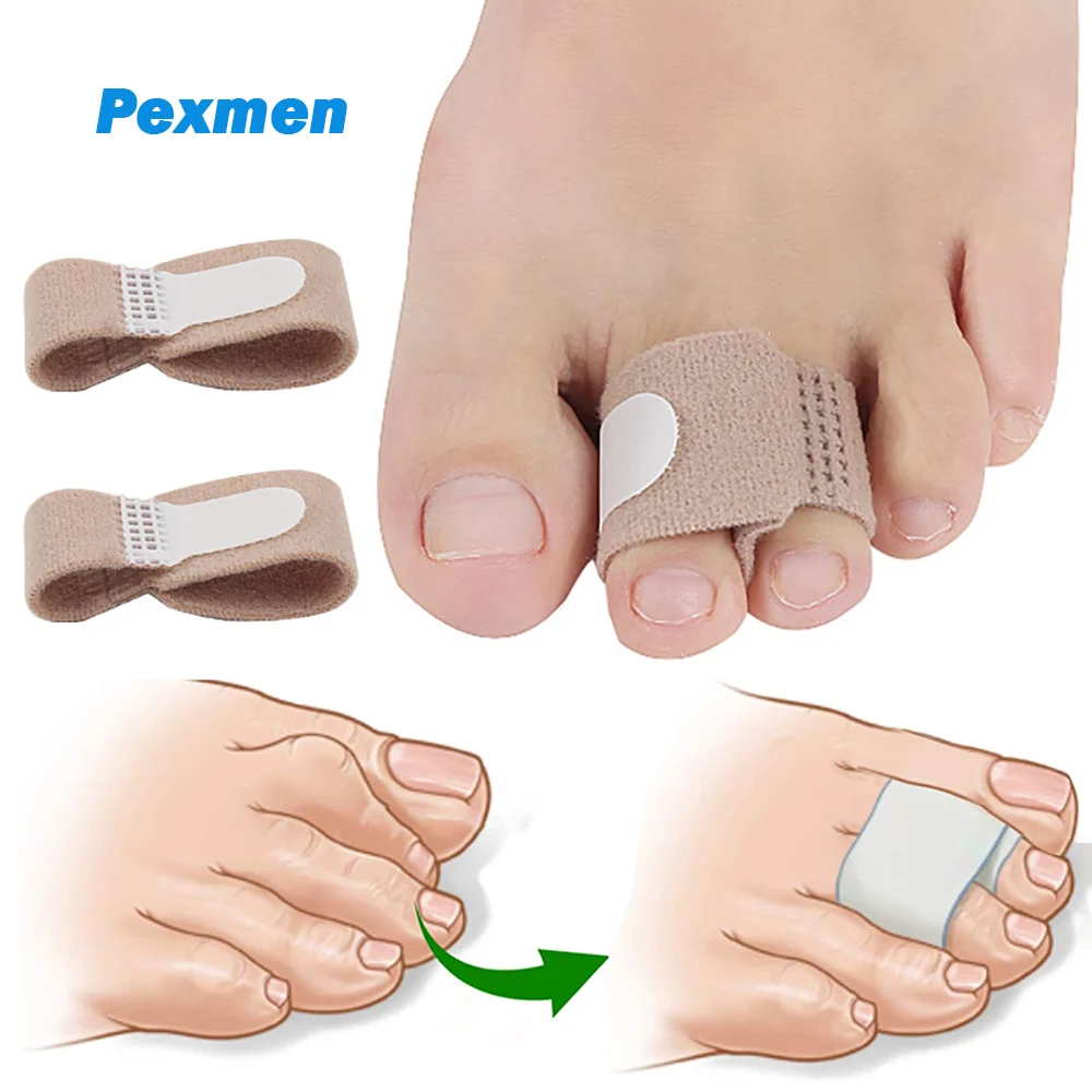 Pexmen 1/2/4/10Pcs Hammer Toe Straightener Hammer Toe Splints Toe Cushioned Bandages for Crooked Toes & Overlapping Toes