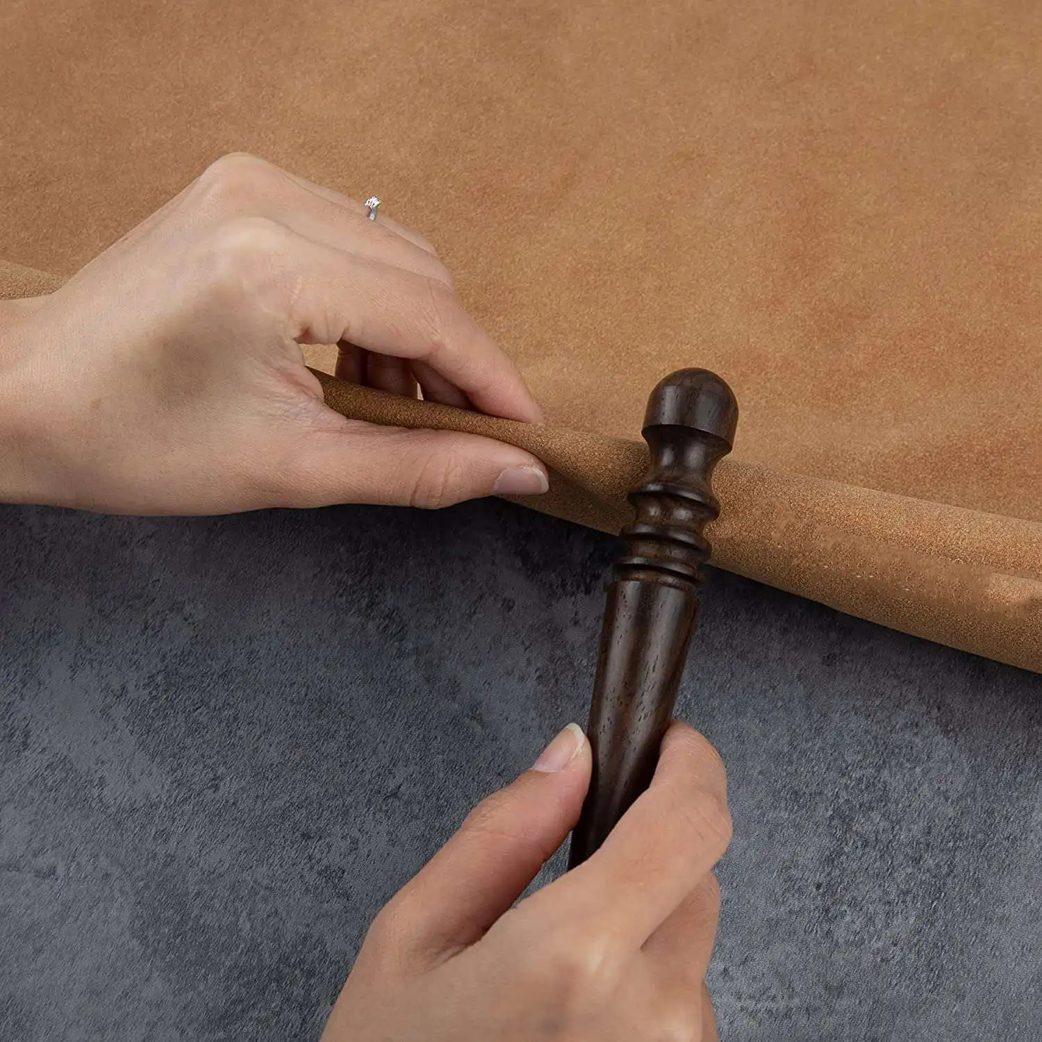 Ferramenta De Burnisher De Couro, Madeira De Ébano, Borda De Couro, Adesivo De Madeira Cônico, Ferramentas De Moagem Polidas Com 4 Sulcos