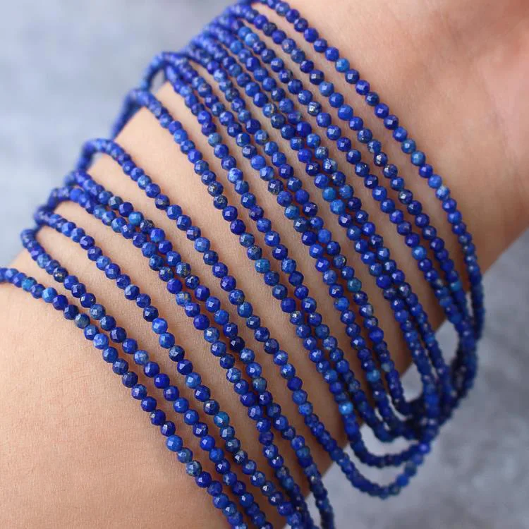2 mm große Perlen aus natürlichem Stein, Amethyst, Tigerauge, Lapislazuli, eingelegt mit hellen Perlen, zur Schmuckherstellung, DIY-Halskette, Armband, Schmuck – Detail 8