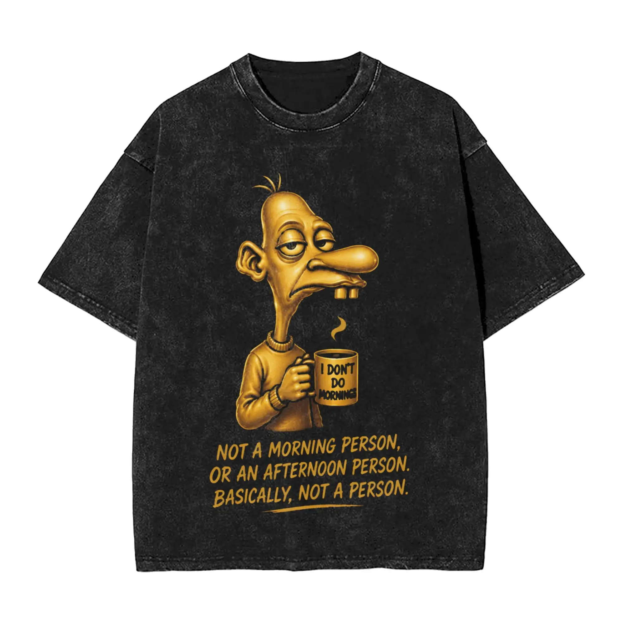 Golden Neegy Meme Funny Internet Brainrot Gen Z T Shirt Washed  Cotton T-Shirt  Retro for Men Tops Streetwear Summer Tee Shirt