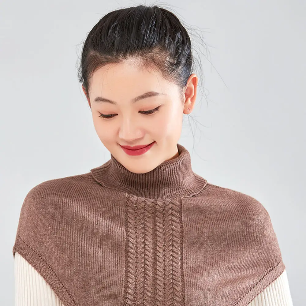 Soft Cable Knit Neck Warmer Fashion Cashmere Blend Fake Collar Cape Winter Elegant Women Scarf Shawl Pullover Accessory